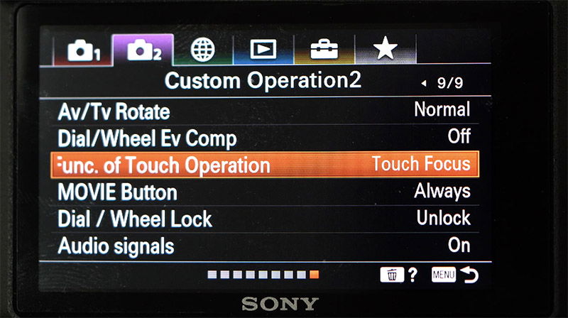 sony a6400 touch tracking in video mode menu setup