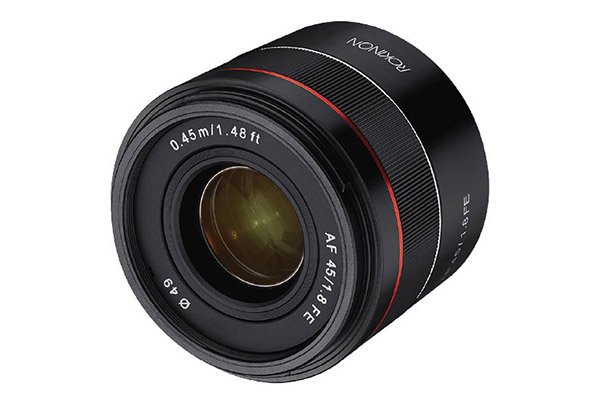 rokinon 45mm f1.8 sony fe lens front