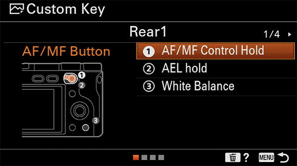 sony a6400 back button focus custom key