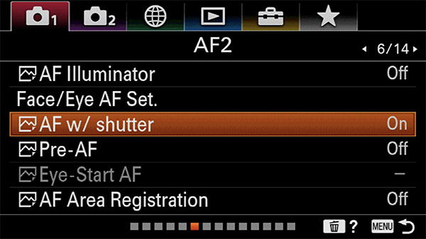 sony a6400 back button focus af with shutter on