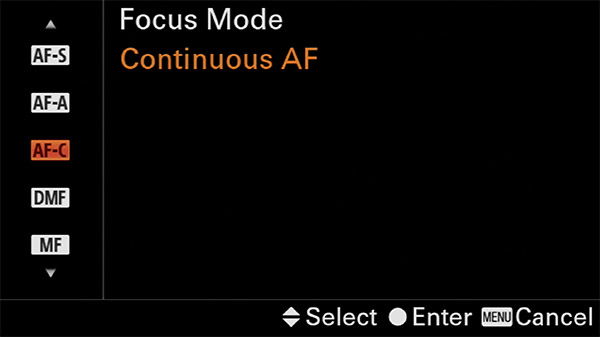 sony a6400 focus mode af-c