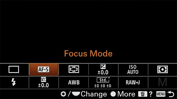 sony a6400 focus mode fn menu