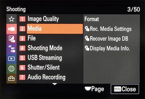 Sony a7IV Format Menu