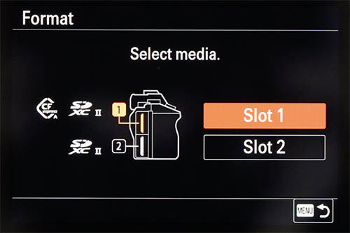 Sony a7IV Format Memory Card Slot Selection