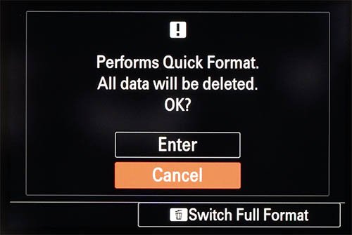 Sony a7IV Quick Format Menu