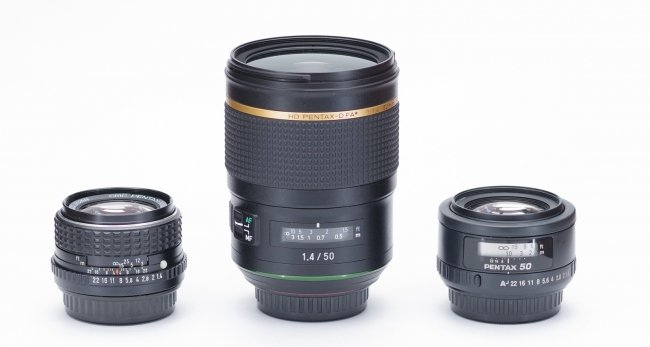Three Pentax 50mm lenses