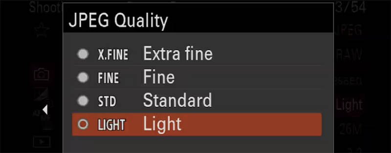 Sony A6700 JPEG Quality Options