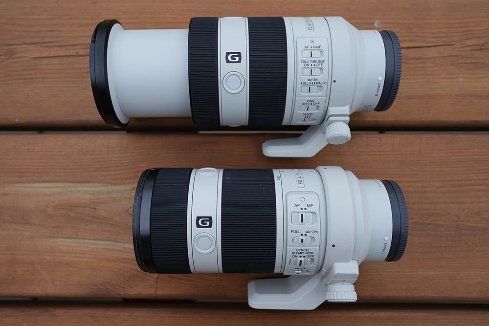 Sony 70-200 F4 G Mark II Extended (top) vs Sony 70-200 F4 II (bottom)